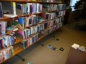 Tidying in progress. The books on the floor indicate how much has been randomly shelved, let alone those just dumped at the end of shelves. Please help to keep everything tidy.